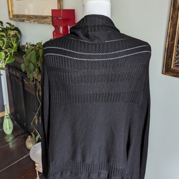 Anthropologie Women's Small Black Open Front Open Knit Detail Cardigan 150 - Picture 5 of 10